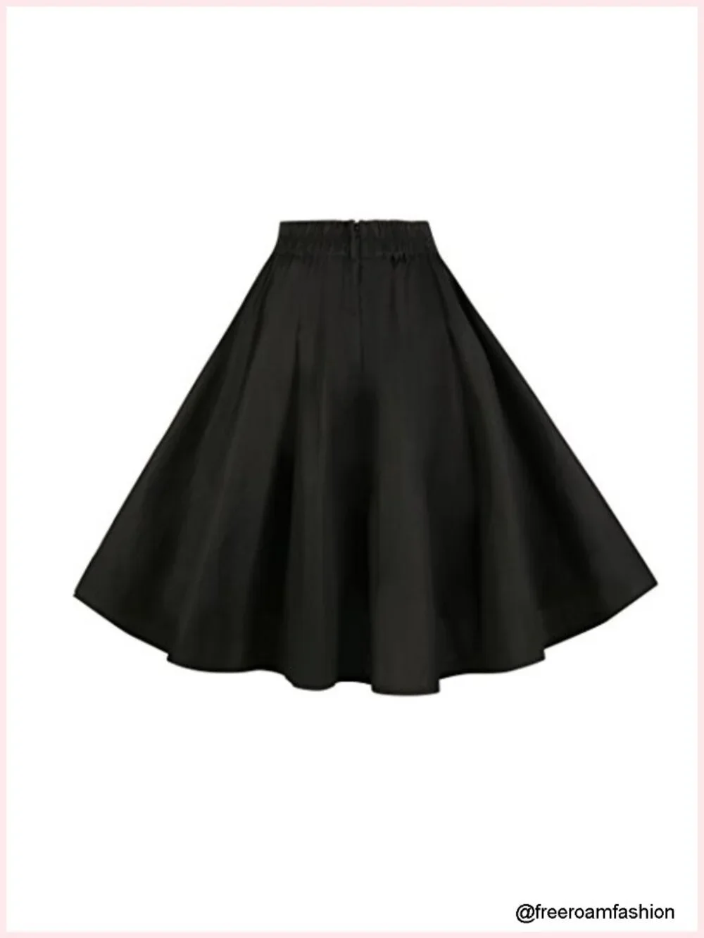 Vintage High Waisted Swing Skirt Smocked Waist Cotton Spandex Flared A-Line